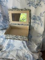 Toile de jouy antieke franse sieraden doos wit blauw 32x21x9, Antiek en Kunst, Ophalen of Verzenden