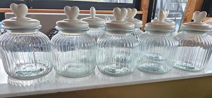 Grote Glazen Potten met Deksel - Set van 8, Huis en Inrichting, Woonaccessoires | Schalen en Manden, Zo goed als nieuw, Schaal