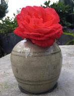 Vintage leuke vazen bloempotten terracotta geglazuurd uniek, Gebruikt, Overige kleuren, Aardewerk of Porselein, Ophalen of Verzenden