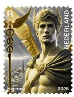 Cryptopostzegel Hermes GEEL crypto postzegel crypto stamp, Ophalen of Verzenden, Na 1940, Postfris