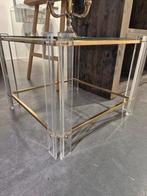 Stijlvolle Vintage Glazen Tafel met Acryl Poten, Huis en Inrichting, Tafels | Salontafels, Ophalen, Minder dan 50 cm, Gebruikt