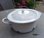 Brocante, Vintage, lichtgrijs gewolkte pan, Ophalen of Verzenden