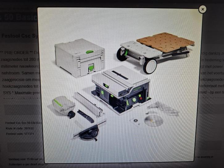 Festool Accu Tafelzaag Csc Sys 50 Basic Set   = NIEUW =, Doe-het-zelf en Verbouw, Gereedschap | Zaagmachines, Nieuw, Cirkelzaag