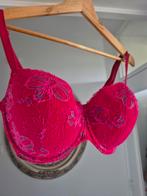 Hotpink/Paarse kanten bloemenprint BH 90D, Hunkemoller, Verzenden, Roze, BH
