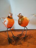 Murano Glazen Vogels - Set van 2 - Puntgaaf, Oranje, Ophalen of Verzenden, Minder dan 50 cm, Glas