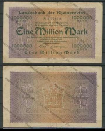 Düsseldorf 1 Million Mark 1923 Landesbank Biljet c-101 jdu  