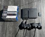 PlayStation2 Slim + 2 controllers & 9 games, Verzenden, Zo goed als nieuw, Zilver, Met 2 controllers