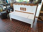 Brocante witte houten klepbank, klep bank, Ophalen, Hout