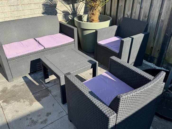 Allibert Loungeset met bank, 2 fauteuils en salontafel, Tuin en Terras, Tuinsets en Loungesets, Loungeset, Kunststof, 4 zitplaatsen