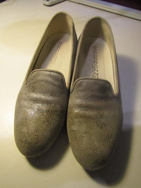 F1410 Poccopazza mt 37,5 loafers beige goud suède leder, Kleding | Dames, Schoenen, Verzenden, Poccopazza, Zo goed als nieuw, Instappers