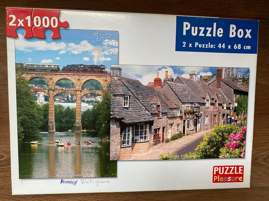 Puzzel Box 2x1000 stukjes: Historische Trein & Dorset, Hobby en Vrije tijd, Ophalen of Verzenden, 500 t/m 1500 stukjes, Zo goed als nieuw