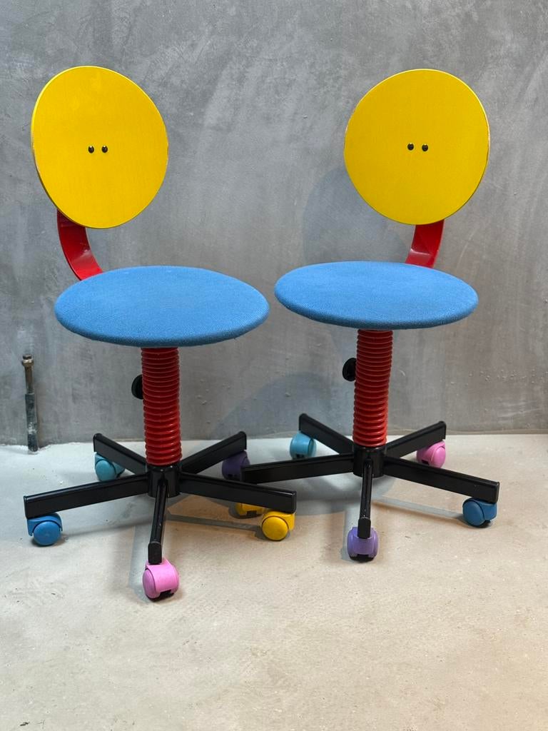 Vintage IKEA - Memphis Design bureaustoeltjes - Pop Art, Ophalen, Gebruikt, Overige kleuren, Q