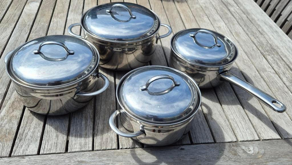 Rvs pannenset, Huis en Inrichting, Ophalen, Rvs, Pannenset