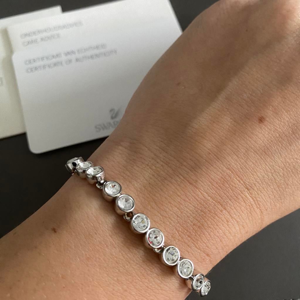 Swarovski tennisarmband, Sieraden, Tassen en Uiterlijk, Armbanden, Ophalen of Verzenden, Gebruikt, Zilver