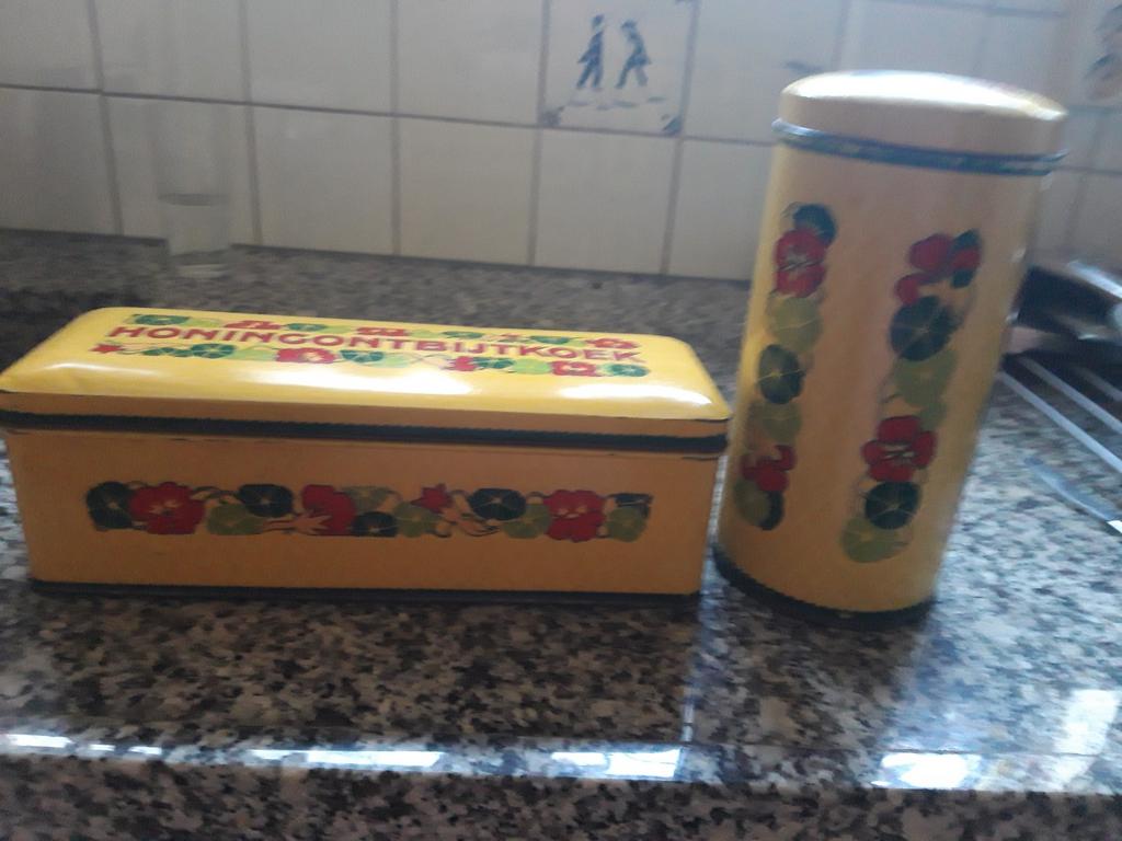 Verkade koekblik met beschuitbus, Ophalen of Verzenden, Gebruikt, Beschuit, Verkade