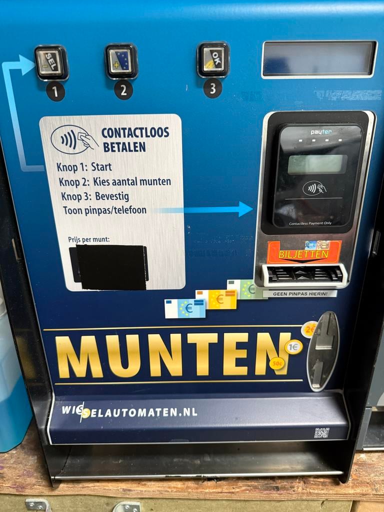 Muntautomaat en wisselautomaat contactloos, Ophalen, Gebruikt