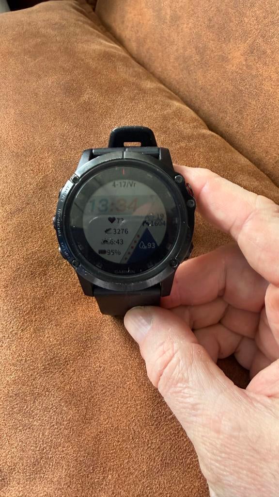 Garmin fenix 5 sapphire + hartslagband, Ophalen, Gebruikt, Hartslag, Zwart