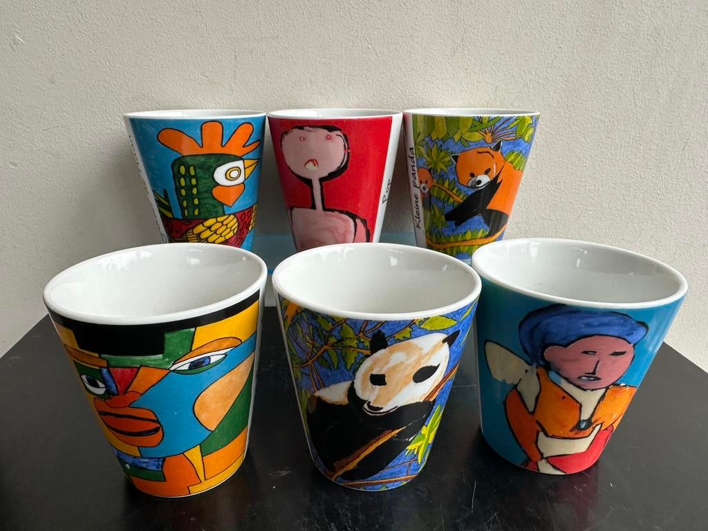 Reinaerde Kunstwerken op mokken v Schoonhoven plateel, Ophalen of Verzenden, Zo goed als nieuw