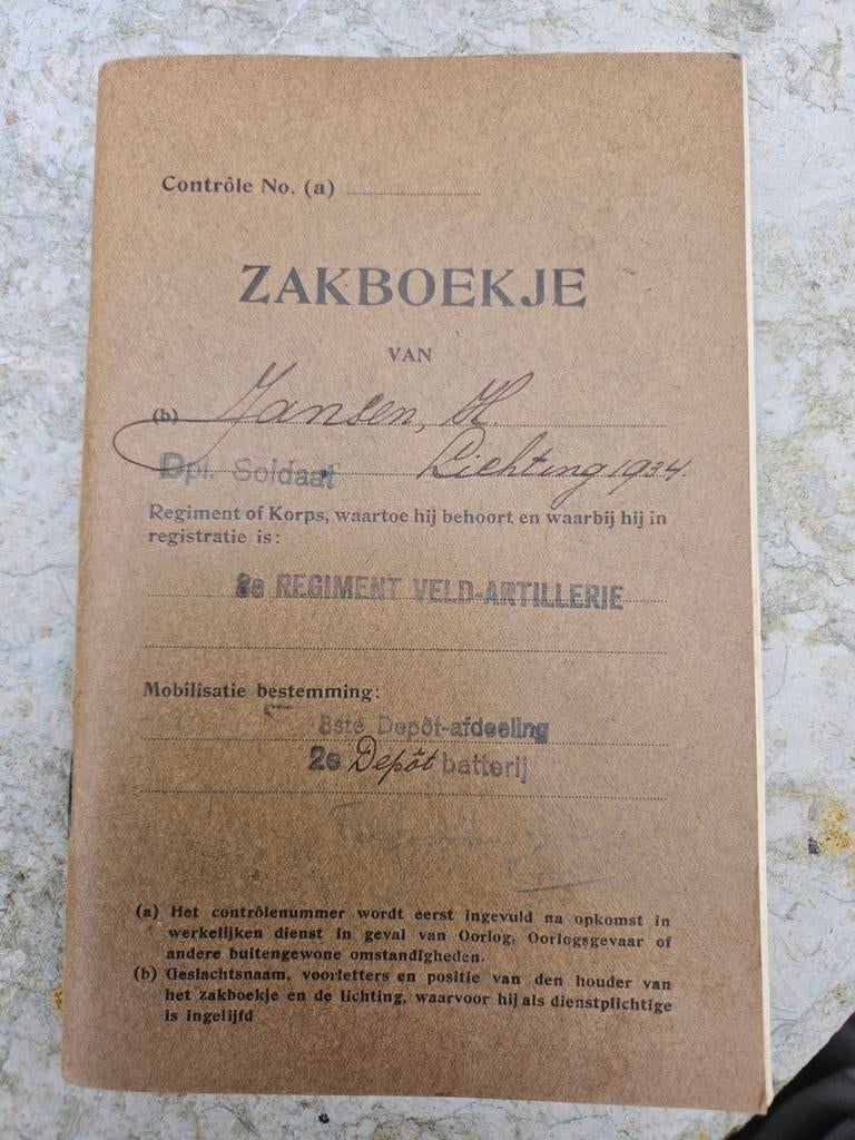 Zakboekje 8e Regiment Veld-Artillerie 1934, Ophalen of Verzenden, Landmacht, Nederland, Boek of Tijdschrift