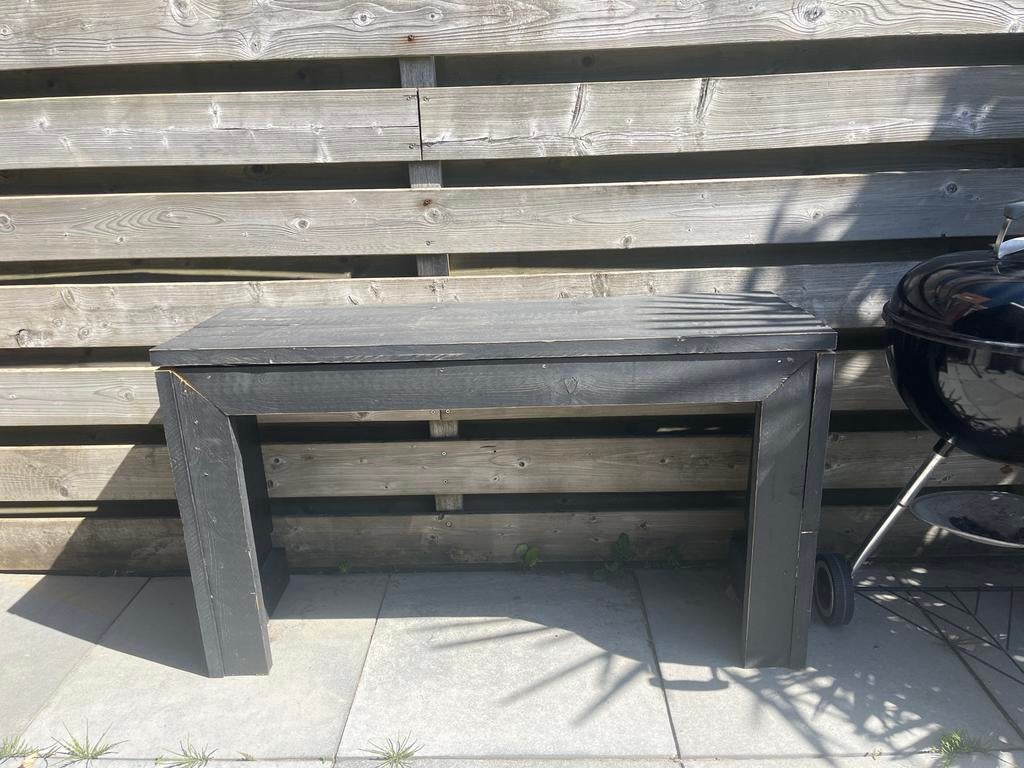 Buiten tafeltje / klein bureautje - opknapbeurt nodig, Tuin en Terras, Tuintafels, Ophalen, Gebruikt, Rechthoekig, Hout