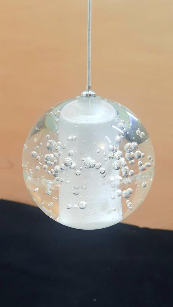 Hanglamp glazen bol met bubbeltjes, lees de beschrijving, Huis en Inrichting, Lampen | Hanglampen, Ophalen of Verzenden, Zo goed als nieuw