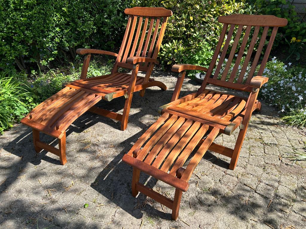 Teakhouten ligstoel, Ophalen, Zo goed als nieuw, Teakhout, Verstelbaar