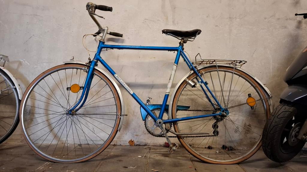 Blauwe motobecane racefiets randonneur oldtimer, Gebruikt, Aluminium, 57 tot 61 cm, Meer dan 20 versnellingen