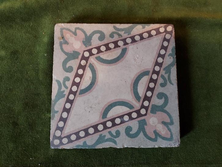 3 Jugendstill tegels met ruitvormig decor., Antiek en Kunst, Antiek | Wandborden en Tegels, Verzenden