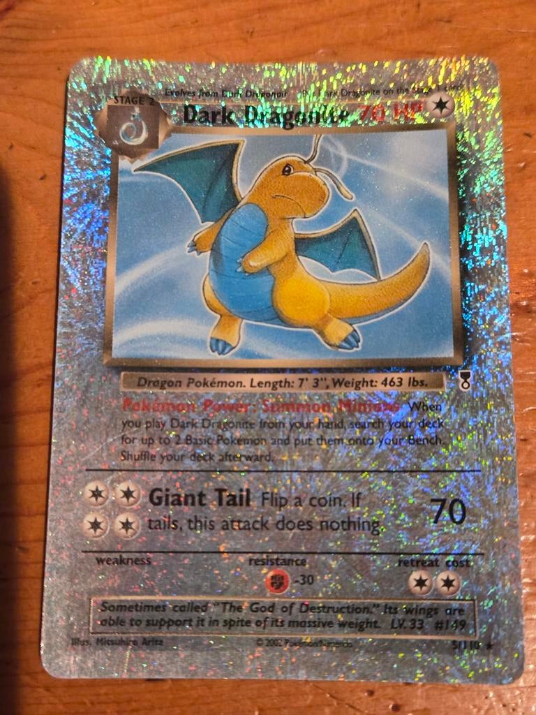 Dark Dragonite Holo Pokémon Kaart (2002), Ophalen of Verzenden, Gebruikt, Losse kaart, Foil