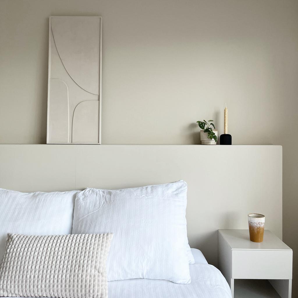 3D wandschilderij | japandi | beige kunst, Ophalen, Zo goed als nieuw, Tweepersoons, Beige