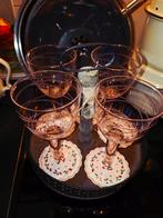 Mooie Roze Kristallen Wijnglazen Set, Ophalen of Verzenden