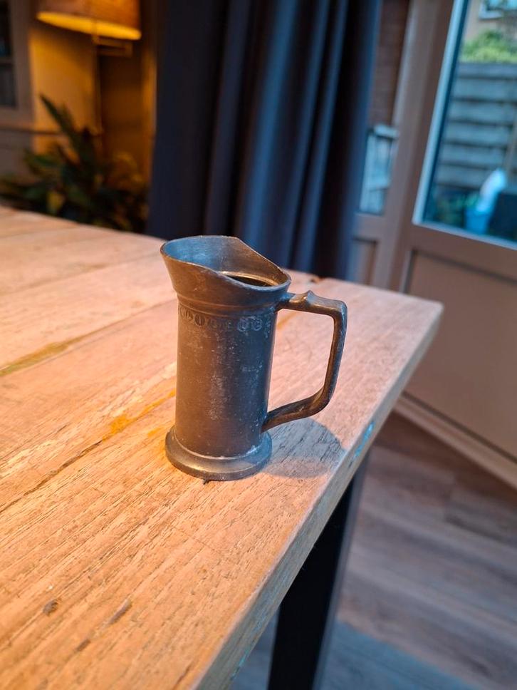 Tinnen Maatbeker 1/2 Deciliter - Foca Oosterbeek Gemerkt, Antiek en Kunst, Antiek | Tin, Ophalen of Verzenden