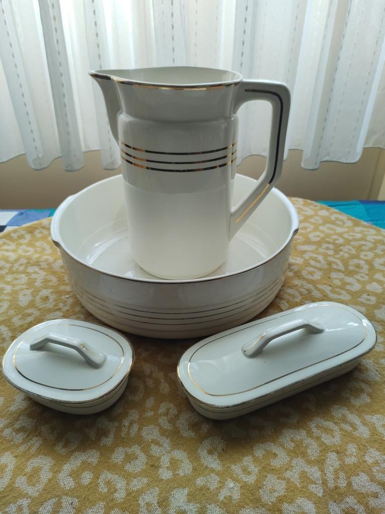 Mooie vintage lampetset met oa zeepbakje, Antiek en Kunst, Ophalen