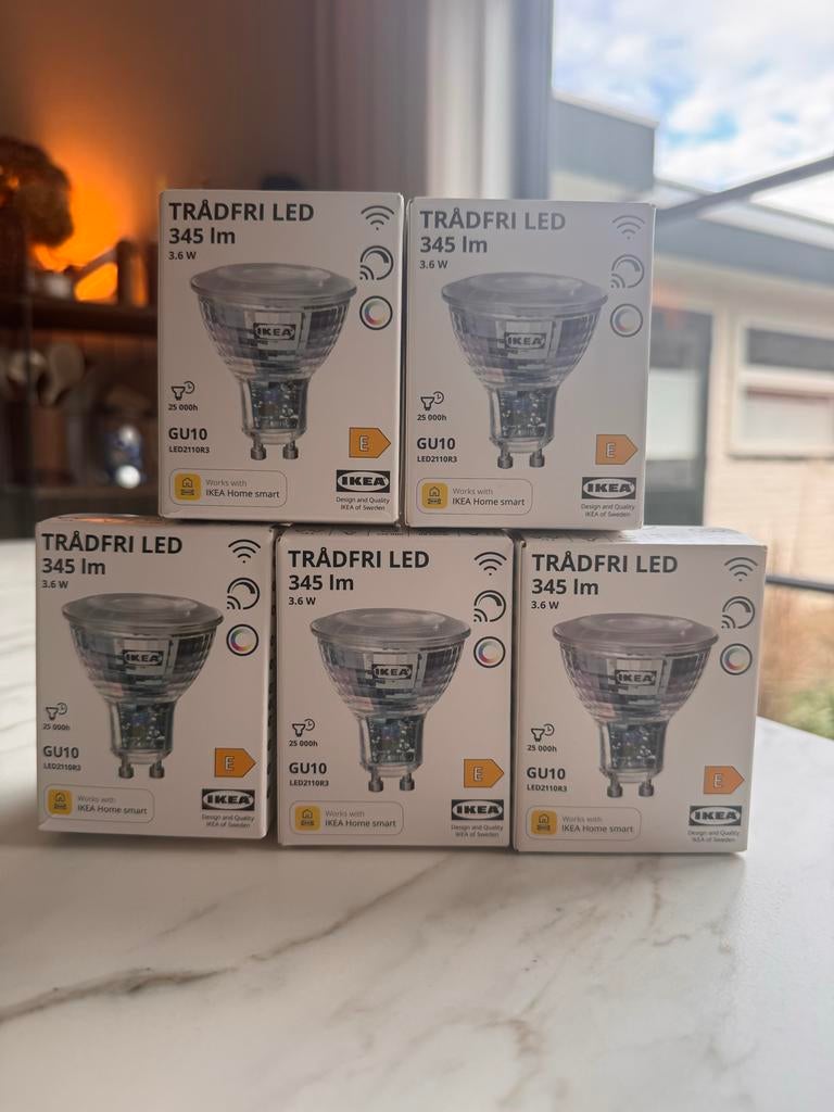 5x IKEA Tradfri LED 345 lm GU10 COLOR lamp, Ophalen of Verzenden, Zo goed als nieuw