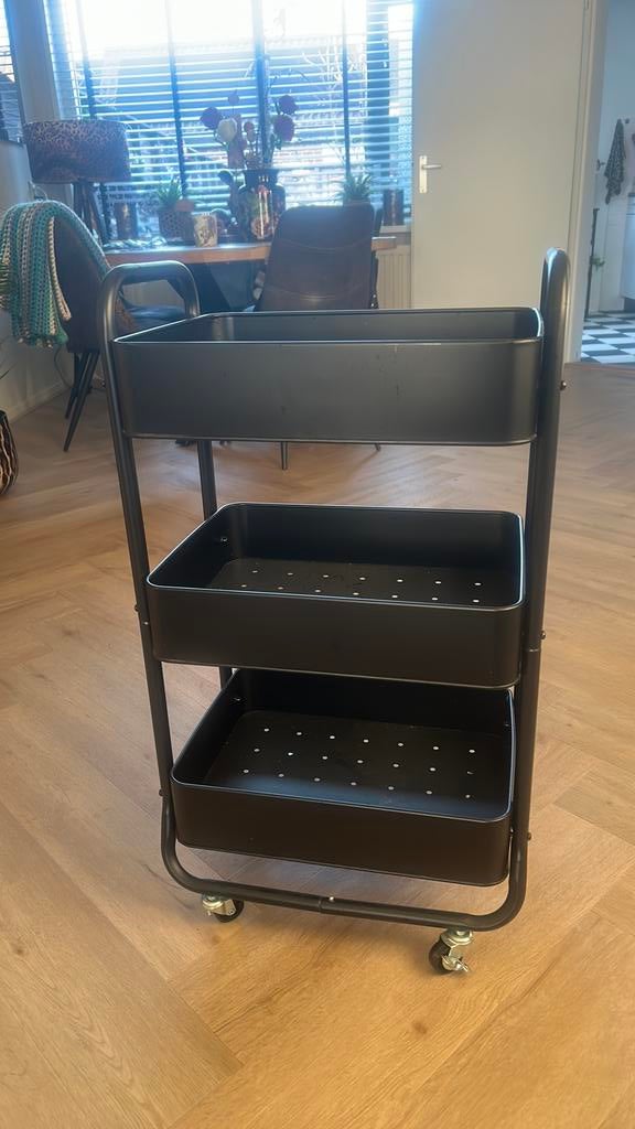 Zwarte Keuken Trolley, Huis en Inrichting, Zwart, Zo goed als nieuw, Minder dan 100 cm, 25 tot 50 cm