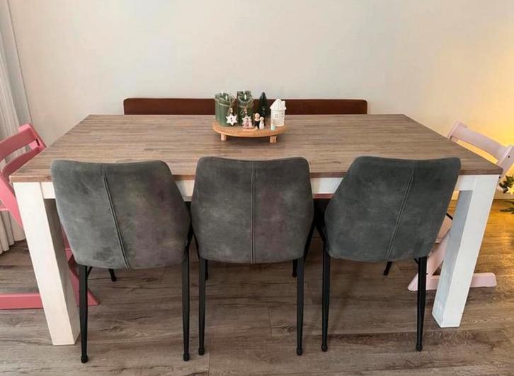 Houten eettafel, Huis en Inrichting, Tafels | Eettafels, Gebruikt, 50 tot 100 cm, 150 tot 200 cm, Vijf personen of meer, Rechthoekig