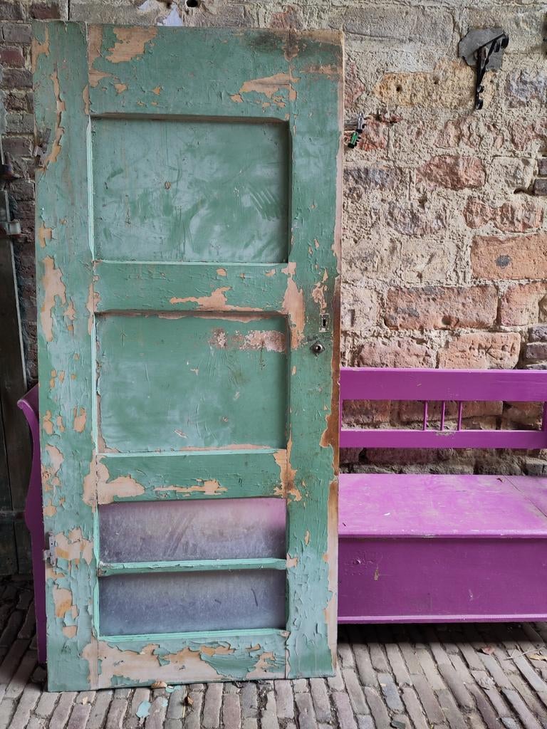 Binnendeur oude boerderij, kunstwerk op zich, Doe-het-zelf en Verbouw, Deuren en Horren, Ophalen, Gebruikt, Binnendeur, Glas