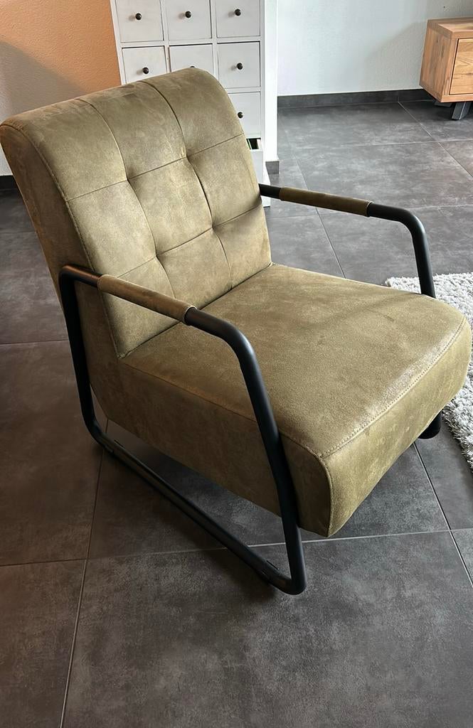 Fauteuil industrieel, Huis en Inrichting, Fauteuils, Ophalen, Minder dan 75 cm, Zo goed als nieuw, Stof