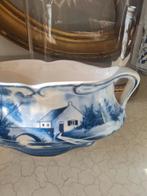 Vintage blauw/witte bloempot, Heikant 21 Kaatsheuvel, Belle Vieille Brocante, Binnen, Ophalen of Verzenden