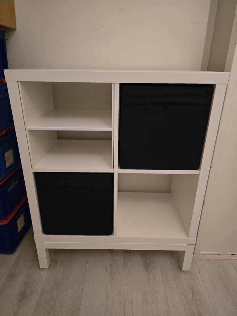 Ikea Kallax kast + manden + vakverdelers + onderstel, Ophalen, Zo goed als nieuw