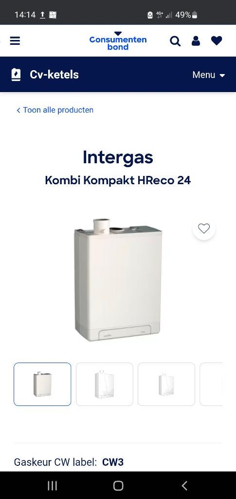 intergas kombi kompakt HReco 24 HR combi ketel, Ophalen, Gebruikt, Hoog rendement (Hr), Cv-ketel of Combi-ketel