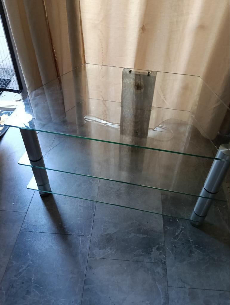 Glazen tv. meubel te koop, Ophalen, Rechthoekig, 50 tot 100 cm, Minder dan 50 cm