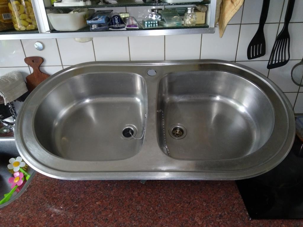 Dubbele Spoelbak 93.5cm x 50cm, Ophalen, 25 tot 50 cm, 50 tot 100 cm, Minder dan 100 cm