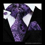 Dennis Gadgets: 100 % zijden stropdas ( 3 delig !! ) DG 3022, Ophalen of Verzenden, Nieuw, Paars, Met patroon