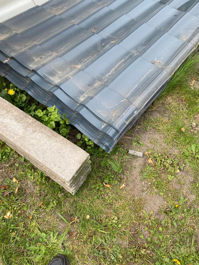 Dakpanplaten 3,4 meter x 1,1 meter gebruikt, Doe-het-zelf en Verbouw, Dakplaat of Dakpanplaat, Ophalen of Verzenden, Zo goed als nieuw