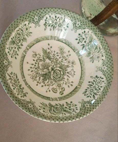 Engels Ironstone schaal met groen bloemmotief, Antiek en Kunst, Antiek | Keramiek en Aardewerk, Ophalen of Verzenden