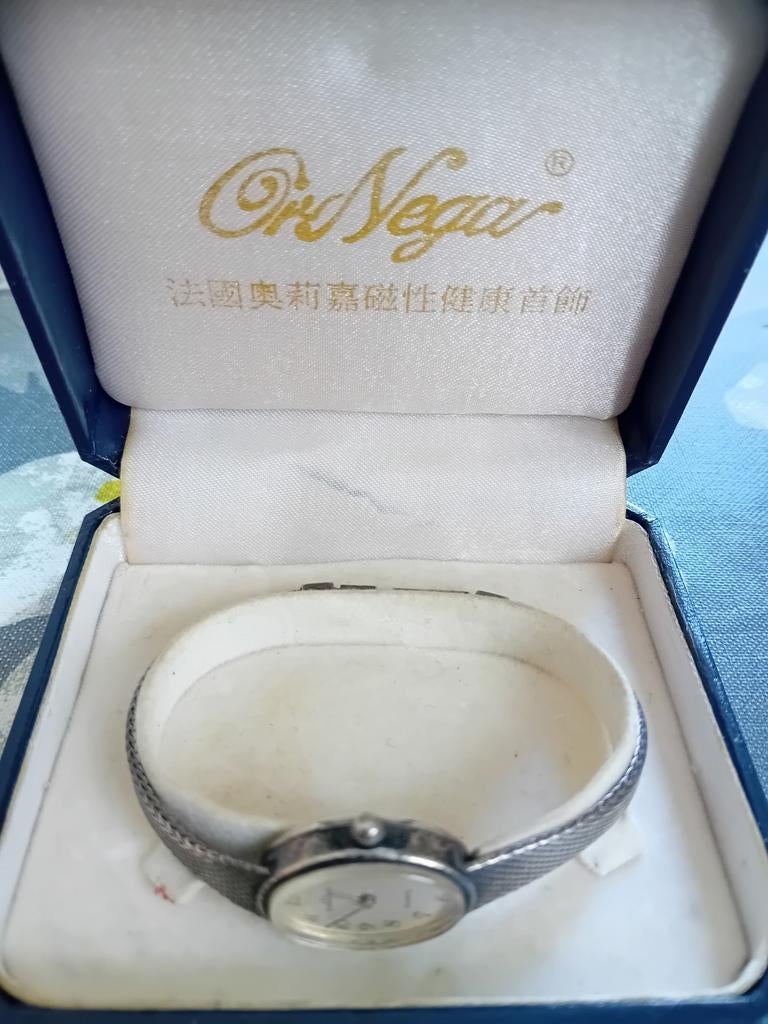 Zilveren horloge 835 dames met doosje werktniet,  mechanisch, Ophalen of Verzenden, Zilver
