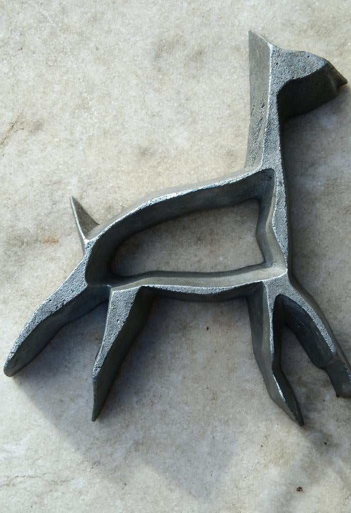 Vintage Teun Kees aluminium onderzetter hert (I8), Ophalen of Verzenden, Zo goed als nieuw, Aluminium, Overige typen
