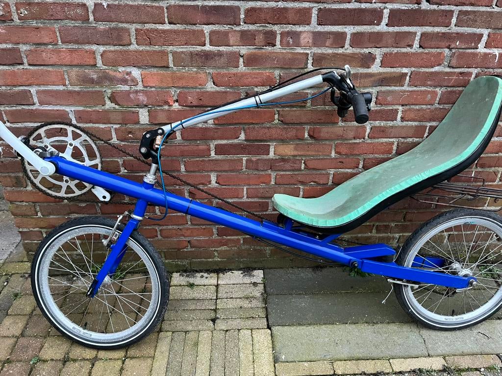blauwe ligfiets met 7 versnellingen, Fietsen en Brommers, Fietsen | Ligfietsen, Ophalen, Gebruikt, Bovenstuur, Overige merken