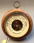 Vintage Ronde Barometer in Massief Eikenhouten Behuizing, Ophalen of Verzenden, Gebruikt, Barometer
